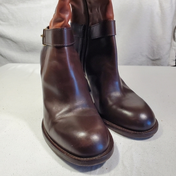 Mimosa Tall Heeled Leather Boots Tan Brown Made in Italy Size EU 39 US 8 - Picture 8 of 16
